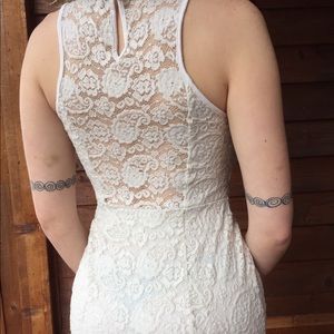 Monteau lace bodycon dress with shear back